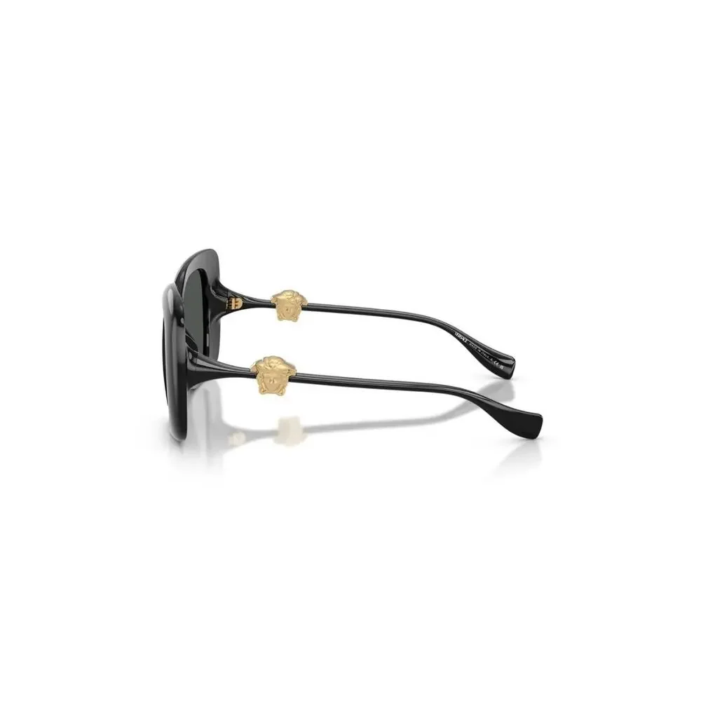 New Versace VE4499U GB1/87 Black Square Sunglasses Gold Medusa Logo